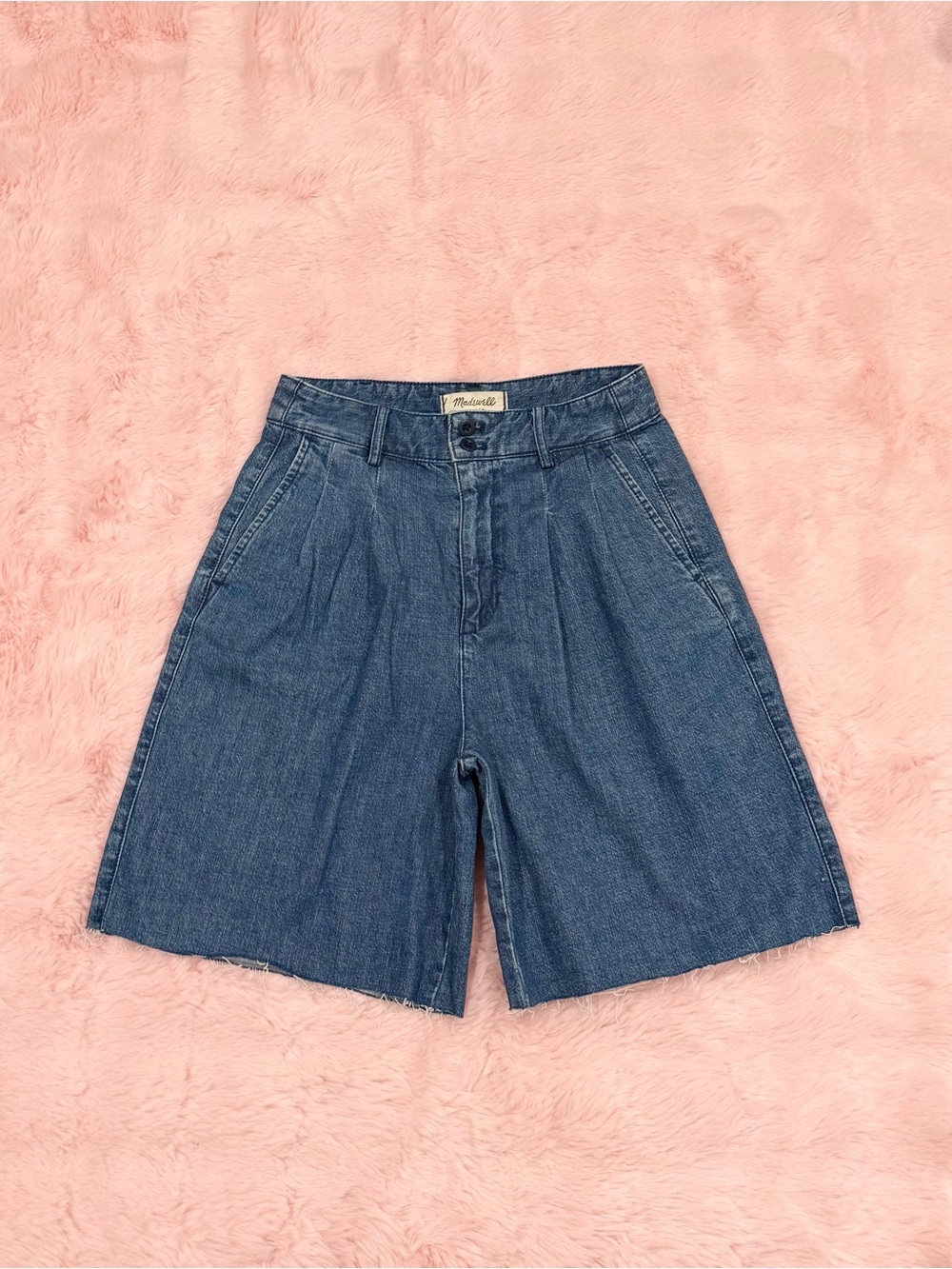 Madewell High-Waisted Pleated Jean Shorts
